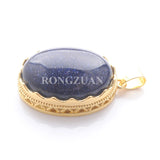 10Pcs Natural Stone Pendant Oval Charms Plated Amethysts Amazonite Opal Sodalite