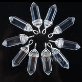 10Pcs Natural Stone Quartz Hexagonal Column Pendulum Pendants Jewelry