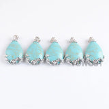 10Pcs Teardrop Pendant Metal Flower Turquoise Jewelry