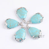 10Pcs Teardrop Pendant Metal Flower Turquoise Jewelry