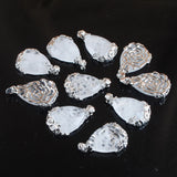 Natural Stone Teardrop Pendant Metal Flower Crystal Jewelry