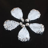 Natural Stone Teardrop Pendant Metal Flower Crystal Jewelry