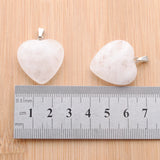 10Pcs Natural Stone Crystal Heart Pendants Reiki Chakra Healing 25mm