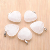 10Pcs Natural Stone Crystal Heart Pendants Reiki Chakra Healing 25mm