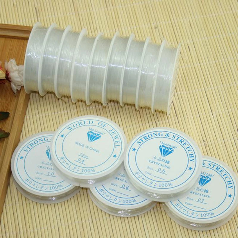 10 Clear Nylon Beading Elastic Stretch Wire Cord Thread 0.4-1mm