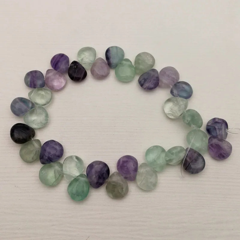 10X12mm Natural Fluorite Stone Drop Spacer Beads 64pcs
