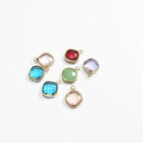 30pcs Small Square Copper Charms with Glass Rhinestone
