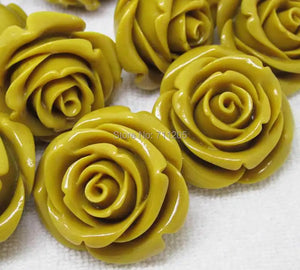 10pcs 36mm Yellow Rose Beads Synthetic Resin