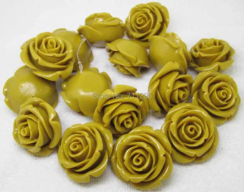 10pcs 36mm Yellow Rose Beads Synthetic Resin