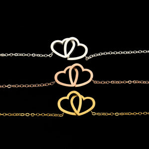 10pcs Double Heart Bracelet Wedding Jewelry Stainless Steel Couples Bracelet
