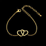 10pcs Double Heart Bracelet Wedding Jewelry Stainless Steel Couples Bracelet