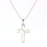 10pcs Jesus Cross Pendant Stainless Steel Necklace