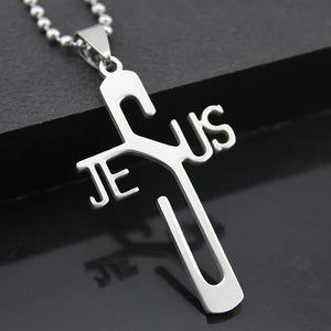 10pcs Jesus Cross Pendant Stainless Steel Necklace