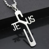 10pcs Jesus Cross Pendant Stainless Steel Necklace