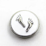 10pcs Enamel Footprint Snap Buttons for 18mm Snap Bracelet Bangles DIY Jewelry
