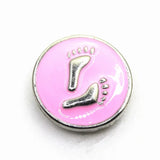 10pcs Enamel Footprint Snap Buttons for 18mm Snap Bracelet Bangles DIY Jewelry