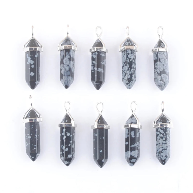 10pcs Alabaster Stone Pillar Charms Pendants & Necklaces TN4466