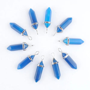 10pcs Assorted Natural Stone Pillar Chakra Pendants for Making