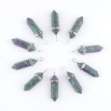 10pcs Assorted Zoisite Jasper Natural Stone Pillar Charms Chakra Pendants