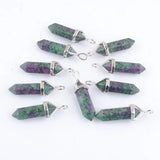 10pcs Zoisite Jaspers Stone Pillar Charms Chakra Pendants