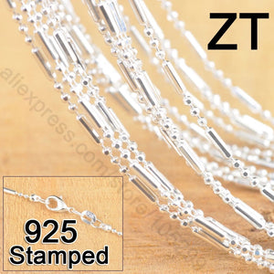 10pcs 925 Sterling Silver Bamboo Chain Necklace With Lobster Clasps