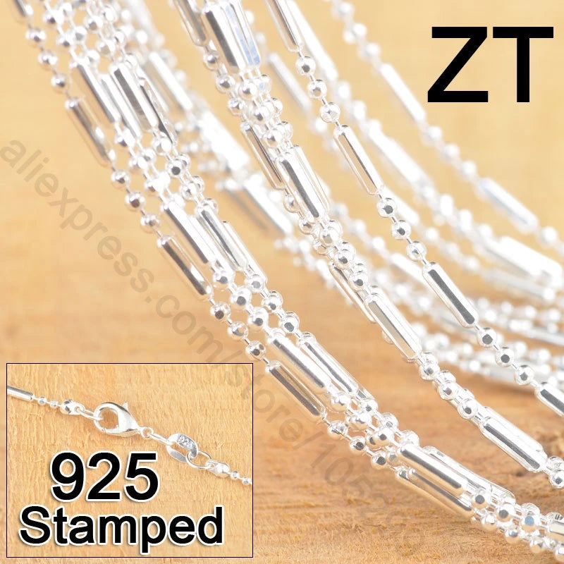 10pcs 925 Sterling Silver Bamboo Chain Necklace With Lobster Clasps