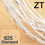10pcs 925 Sterling Silver Bamboo Chain Necklace With Lobster Clasps