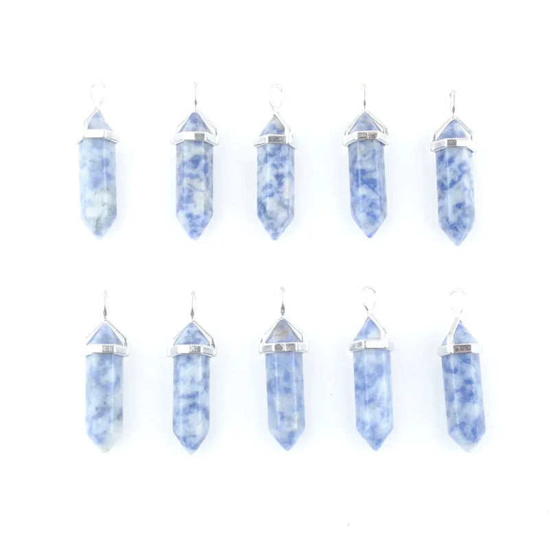 10pcs Sodalite Stone Pendants Hexagonal Point Pendulum Column Reiki Healing