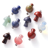 10pcs Mix Natural Stone Mushroom Pendant DIY Jewelry