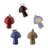 10pcs Mix Natural Stone Mushroom Pendant DIY Jewelry