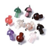 10pcs Mix Natural Stone Mushroom Pendant DIY Jewelry