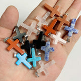 10pcs Mixed Natural Stone Pendant Charms for Jewelry Making