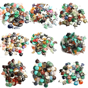 10pcs Mixed Natural Stone Pendant Charms for DIY Jewelry Making