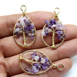 10pcs Natural Stone Amethyst Reiki Pendant for DIY Jewelry