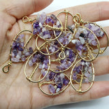 10pcs Natural Stone Amethyst Reiki Pendant for DIY Jewelry