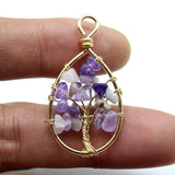 10pcs Natural Stone Amethyst Reiki Pendant for DIY Jewelry