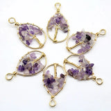 10pcs Natural Stone Amethyst Reiki Pendant for DIY Jewelry