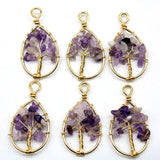 10pcs Natural Stone Amethyst Reiki Pendant for DIY Jewelry