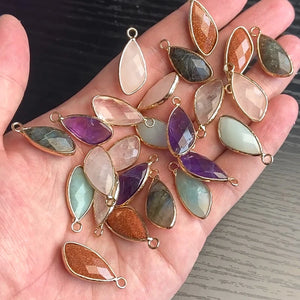 10pcs Natural Stone Amethysts Pendants for Jewelry Making