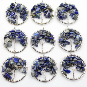 10pcs Lapis Agates Crystal Chakra Reiki Tree of Life Pendants
