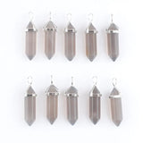 10pcs Grey Agate Bullet Stone Pendants Hexagonal Point Reiki Chakra Jewelry