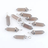 10pcs Grey Agate Bullet Stone Pendants Hexagonal Point Reiki Chakra Jewelry