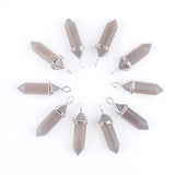 10pcs Grey Agate Bullet Stone Pendants Hexagonal Point Reiki Chakra Jewelry
