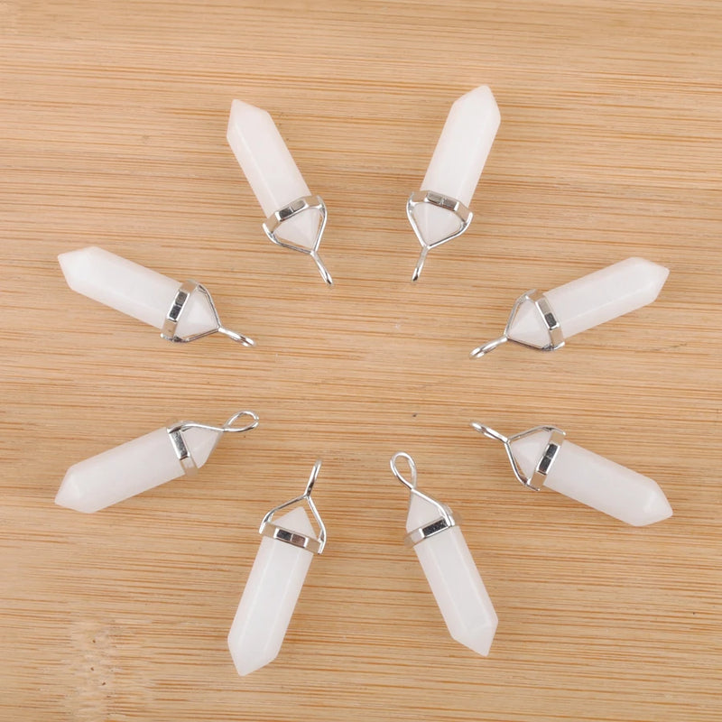 10pcs Natural Stone Pendants Bullet Agates Healing Chakra Jewelry