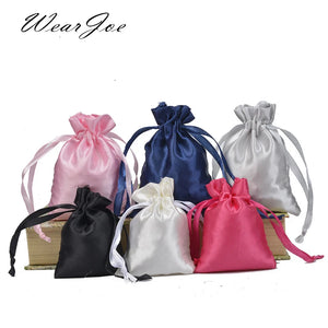 10pcs Satin Jewelry Pouches Drawstring Bag Ribbon Lipgloss Storage