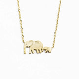 Animal Vintage Double Elephant Pendant Necklaces Mom Sister Collier