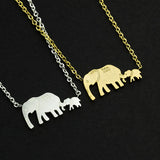 Animal Vintage Double Elephant Pendant Necklaces Mom Sister Collier