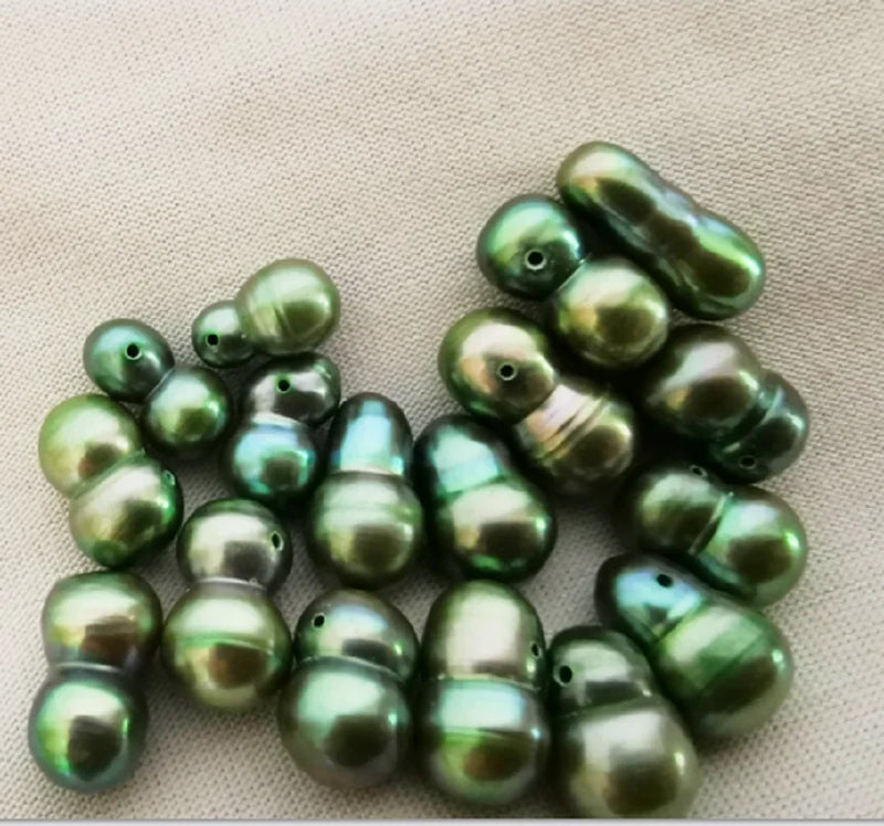 10pcs 14x8mm Natural Sea Olive Green Pearl Beads DIY Jewelry Necklace Bracelet