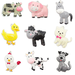 10pcs Farm Animal Enamel Pendants for Kids Necklace
