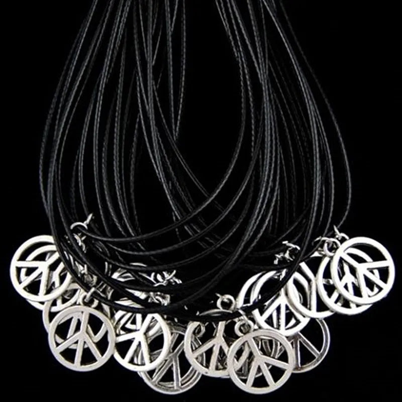 10pcs Peace Sign Pendants Necklace Anti-War Symbol Jewelry Gift